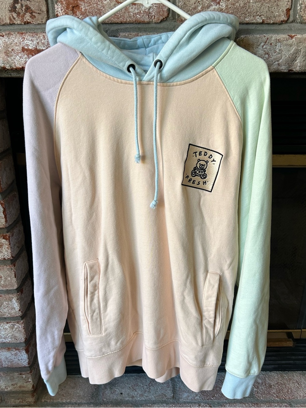 Teddy Fresh Hoodie Colorblock Pastel Pullover Size Large
